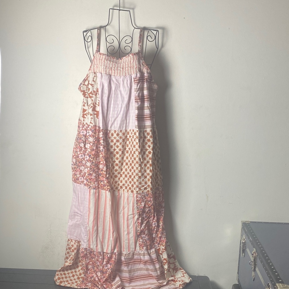 Universal Thread Patchwork High Low Dress - Pink … - image 1